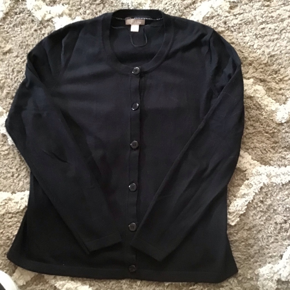 Black cardigan sweater, can be worn as blouse,  XL